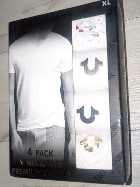 NEW True Religion 4 Pack V Neck Mens Tees T Shirt Size XL